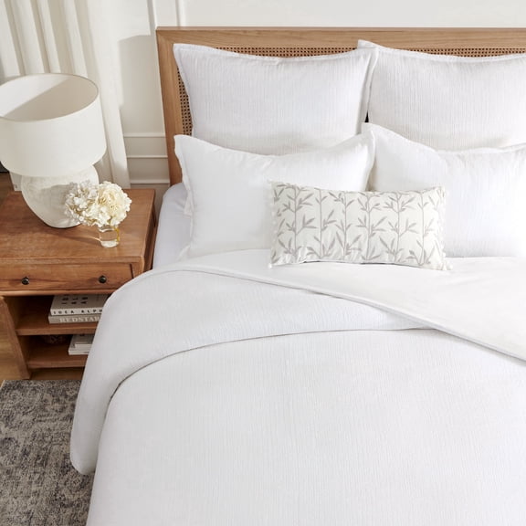 Levtex Home Cotton Lyocell Silky – Set of 2 Euro Shams (26x26in) – Solid – White – Cotton – Tie Closure – No Insert Included
