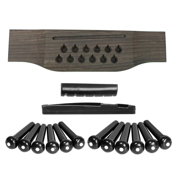 YIGSECU 15pcs Acoustic Guitar Bridge Rosewood Slotted Bone Nut and Saddle 12 String Guitar Bridge Pins Replacement Parts