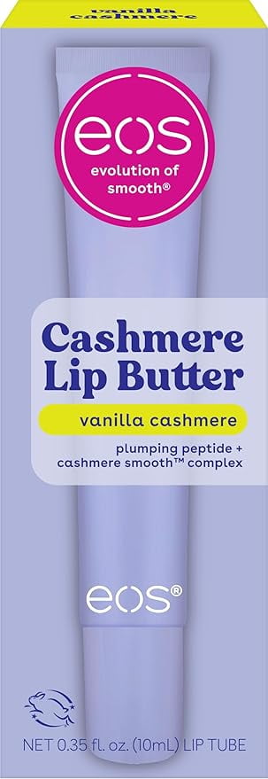 (3 pack) eos Cashmere Lip Butter, Vanilla Cashmere, Smooth & Hydrating Lip Butter with Peptides, 0.35 fl oz