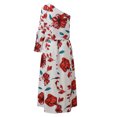 thumbnail image 5 of Plus Size Summer Dresses with Sleeves Womens Floral Print One Shoulder Ruched Short Dress Butterfly Sleeve Asymmetrical Hem Wrap Front Party Dresses(Red,XL), 5 of 8