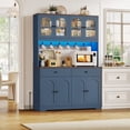 thumbnail image 3 of Homfa 71" Kitchen Pantry with LED Lights and Charging Station, Freestanding Kitchen Cupboard with Storage and Microwave Stand, Floor Cabinet for Dining Living Room, Blue, 3 of 7
