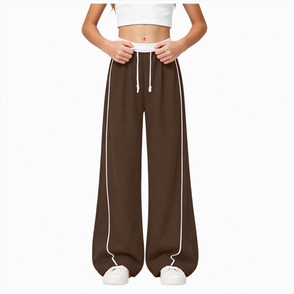 Enyan Girls Sweatpants Size 8-9 Years Teen Casual Joggers with Pocket Kid Elastic Waist Athletic School Pants Baggy Sweatpants Girls