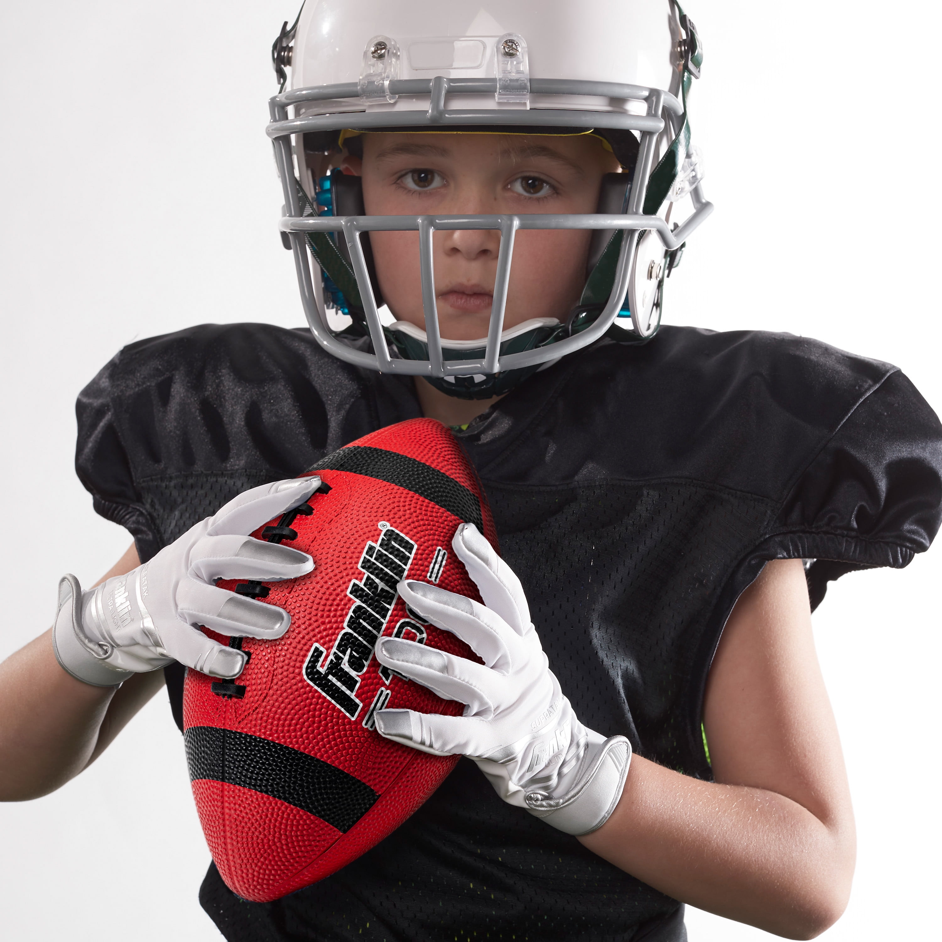 Franklin Sports Junior Grip-Rite Footballs - Red - 10 Count with Pump - Youth Size - for Kids and Beginners