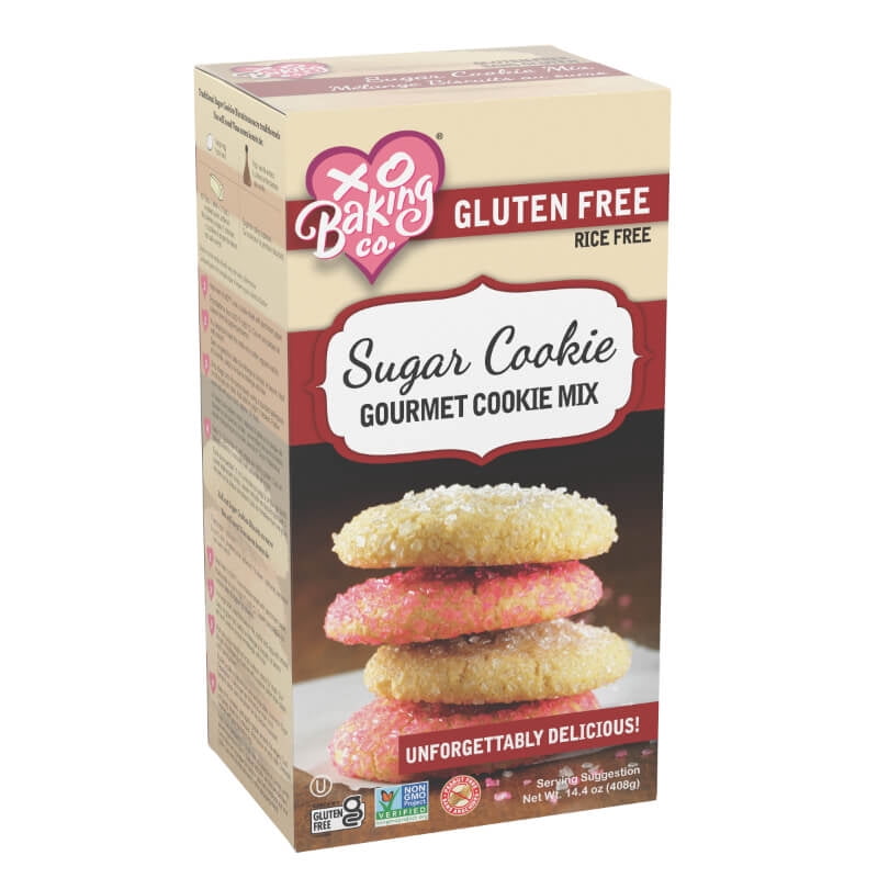 XO Baking Co. Gluten Free Sugar Cookie Gourmet Cookie Mix; Valentine's Day Baking, Non-GMO; Dairy Free; No Preservatives, Artificial Flavors or Colors, 14.4oz