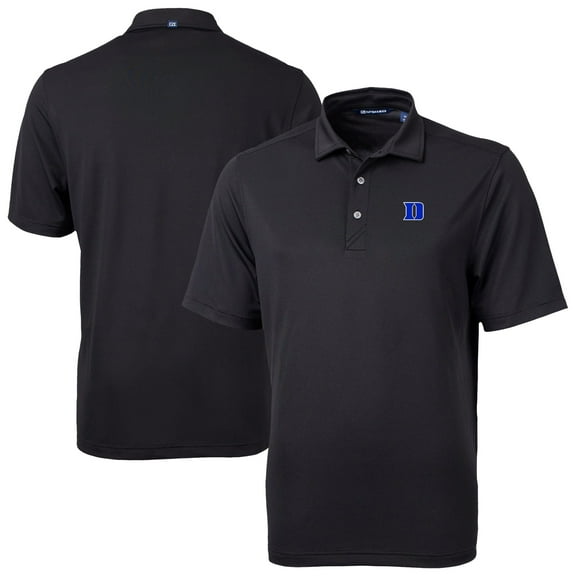 Men's Cutter & Buck Black Duke Blue Devils Virtue Eco Pique Recycled DryTec Polo