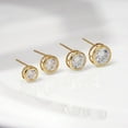 thumbnail image 2 of DIAMONBLISS 14K Real Solid Gold Solitaire Earrings for Women | 14K Yellow Gold Bezel Round Cut Studs | 2 Carat Cubic Zirconia CZ Diamond Simulant, 2 of 5