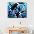 thumbnail image 2 of Orinice Orca Whales Jellyfish Ocean Fine Art Aesthetic Wall Painting for Home Office Decor Pictures Modern Canvas Prints Bedroom Kitchen Farmhouse Bathroom Room Artwork 20x16in, 2 of 6