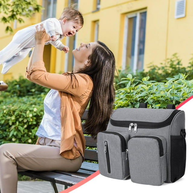 Bolsa organizadora de cochecito para bebés | Bolsa de almacenamiento colgante universal para cochecito con correa ajustable para el hombro | Tela 300D | 2 portabotellas | Multi-Bolsillo | Se adapta