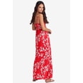 thumbnail image 2 of ellos Women's Plus Size Knit Surplice Maxi Dress - 1X, Hot Red White Floral, 2 of 6