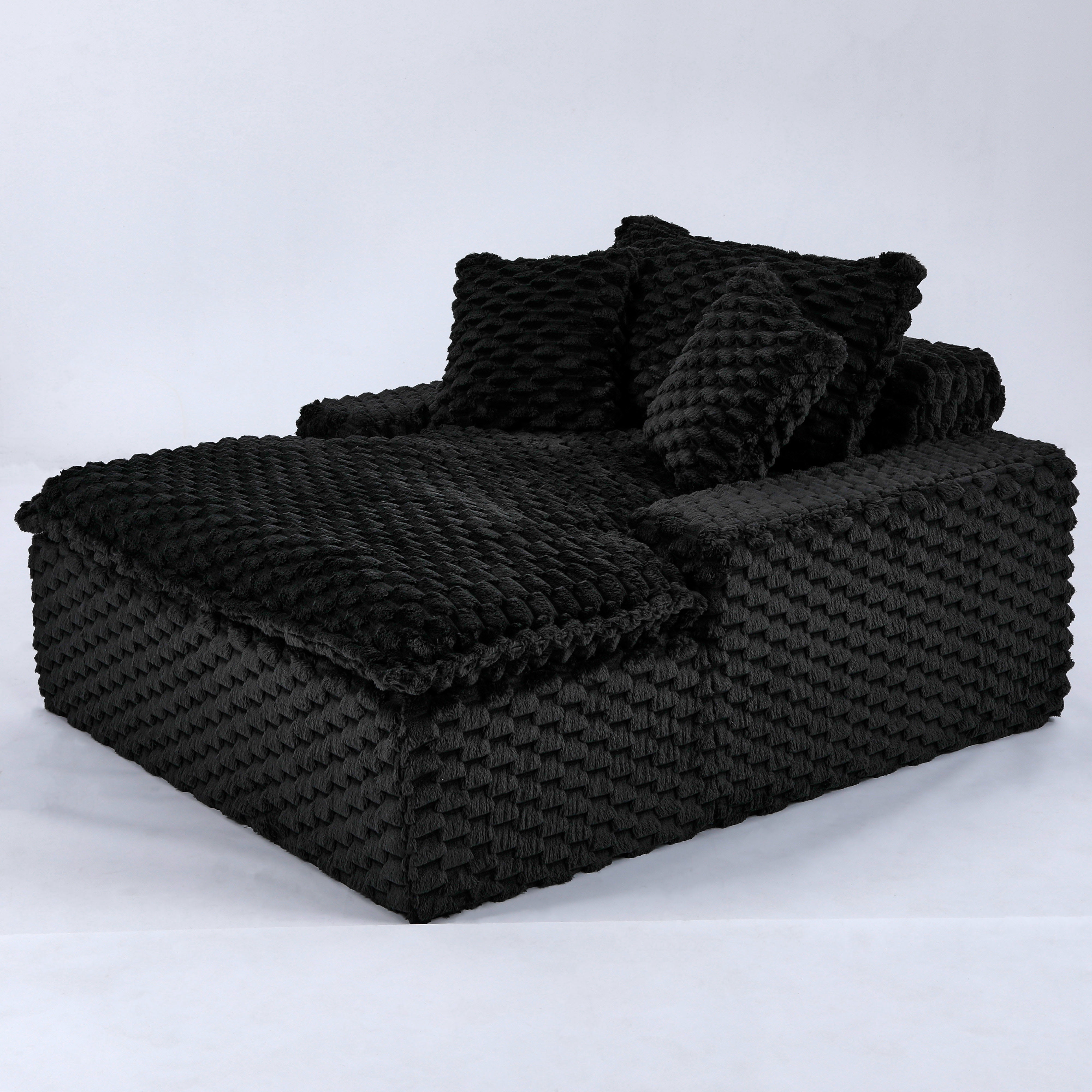 Gewnee 51 Inch Single Sofa,Extra-Wide Seats and Armrests,Two Pillows and One Backrest,Suitable for Bedrooms and Living Rooms.Black