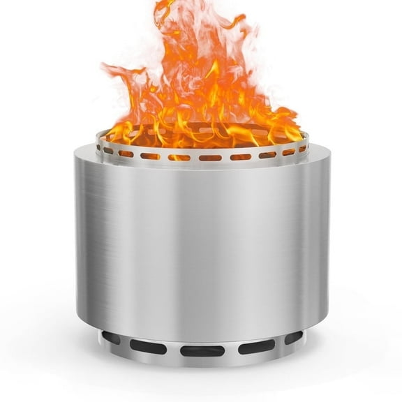 ALAULM 19 Inch Stainless Steel Outdoor Smokeless Fire Pit for Patio Backyard Garden Camping