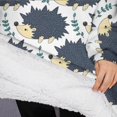 thumbnail image 3 of Oversized Wearable Blanket Hoodie,Black Cute Hedgehog Pattern Sherpa Blanket Hoodie with Super Pockets,Super Warm Fuzzy Pullover for Women & Men, 3 of 6