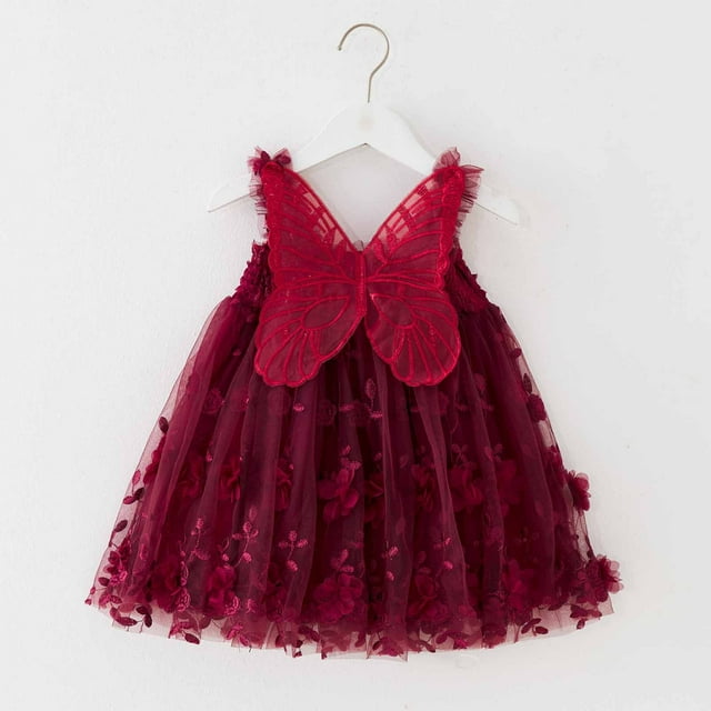Robe Fille Enfant à Volants Robe Bébé en Tulle Robes de Printemps pour Filles Robe de Princesse d'Été pour Fête Vêtements Fille 3-4 Ans