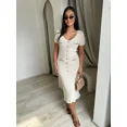 thumbnail image 4 of Vestido de mujer de punto de manga corta, moda de verano, cuello en V, vestidos largos casuales, vestido largo elegante y ajustado 2024, 4 of 4