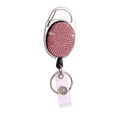 thumbnail image 1 of Color Crystal Rhinestones Badge Reel Work Card Name Tag Retractable Badge Holder Sparkle Bling ID Card Holders Bag Keychain Pink, 1 of 5