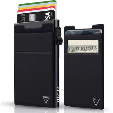 TOYFID Unisex Card Holder Aluminum Credit Card Holder, Minimalist Wallet for Men Black