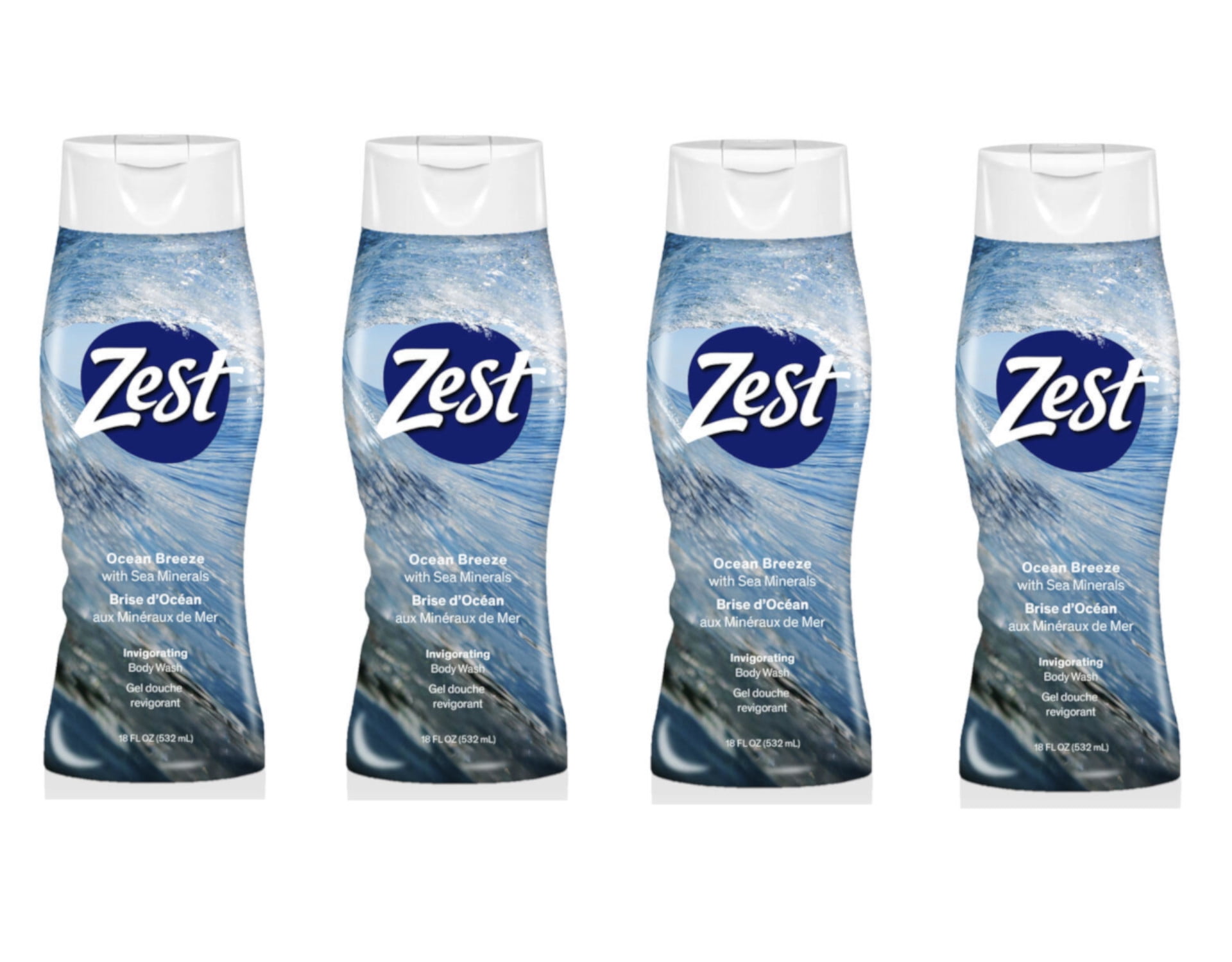 Zest Ocean Breeze Gel Body Wash 18 Ounce Pack of 4