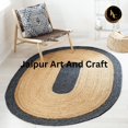 thumbnail image 4 of Jaipur Art And Craft Handmade Oval Shape Jute Area Rug with Black Border Design for Bedroom Rug Size - (7x9 Sq Feet), (84x108 Inches), (210x270 CM), 4 of 6
