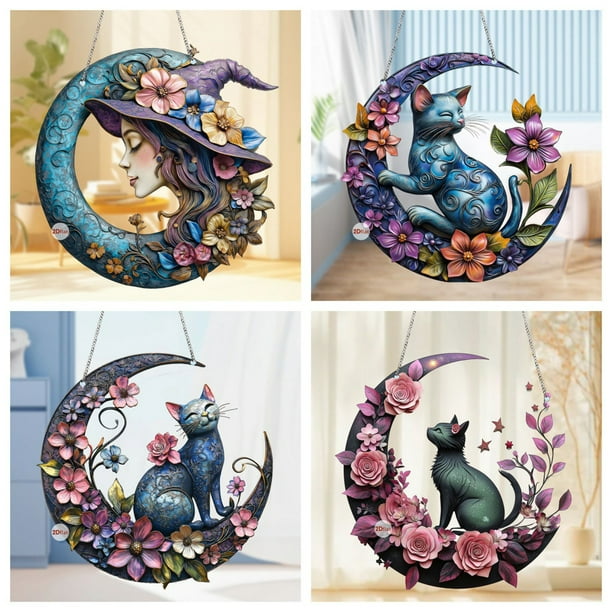 Adorno de Gato 2D Acrílico para Ventana, Decoración de Pared, Colgante para El Hogar