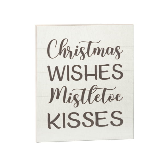 JennyGems Christmas Wishes Mistletoe Kisses, 7.25x6 Inch Wood Sign, Christmas Decorations, Cute Christmas Decor, Holiday Decor, Winter Decor, Christmas Gifts, American Made