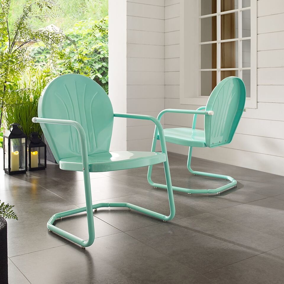 Crosley Furniture Griffith Metal Outdoor Patio Chair in Aqua
