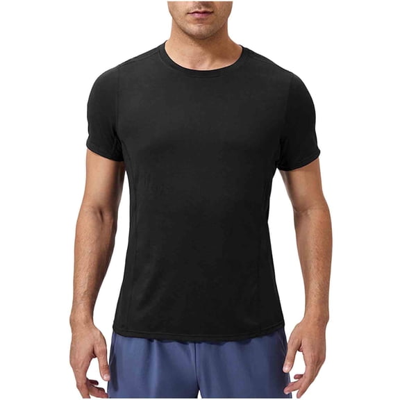 SCSAlgin Man Solid Color Breathable Sports Running Fitness Training Short Sleeve Round-Neck Top T-shirt