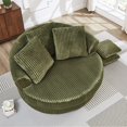 thumbnail image 5 of NkurdSu 61" Oversized Boneless Round Chair, Indoor Deep Seat Cloud Chaise Lounge with 5 Pillows, No Assembly Accent Barrel Chair for Living Room, Bedroom, Green Corduroy, 5 of 6