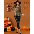 thumbnail image 3 of MODA NOVA Junior's Tops Long Sleeves Scoop Neck Casual Peplum Shirts L Brown, 3 of 6