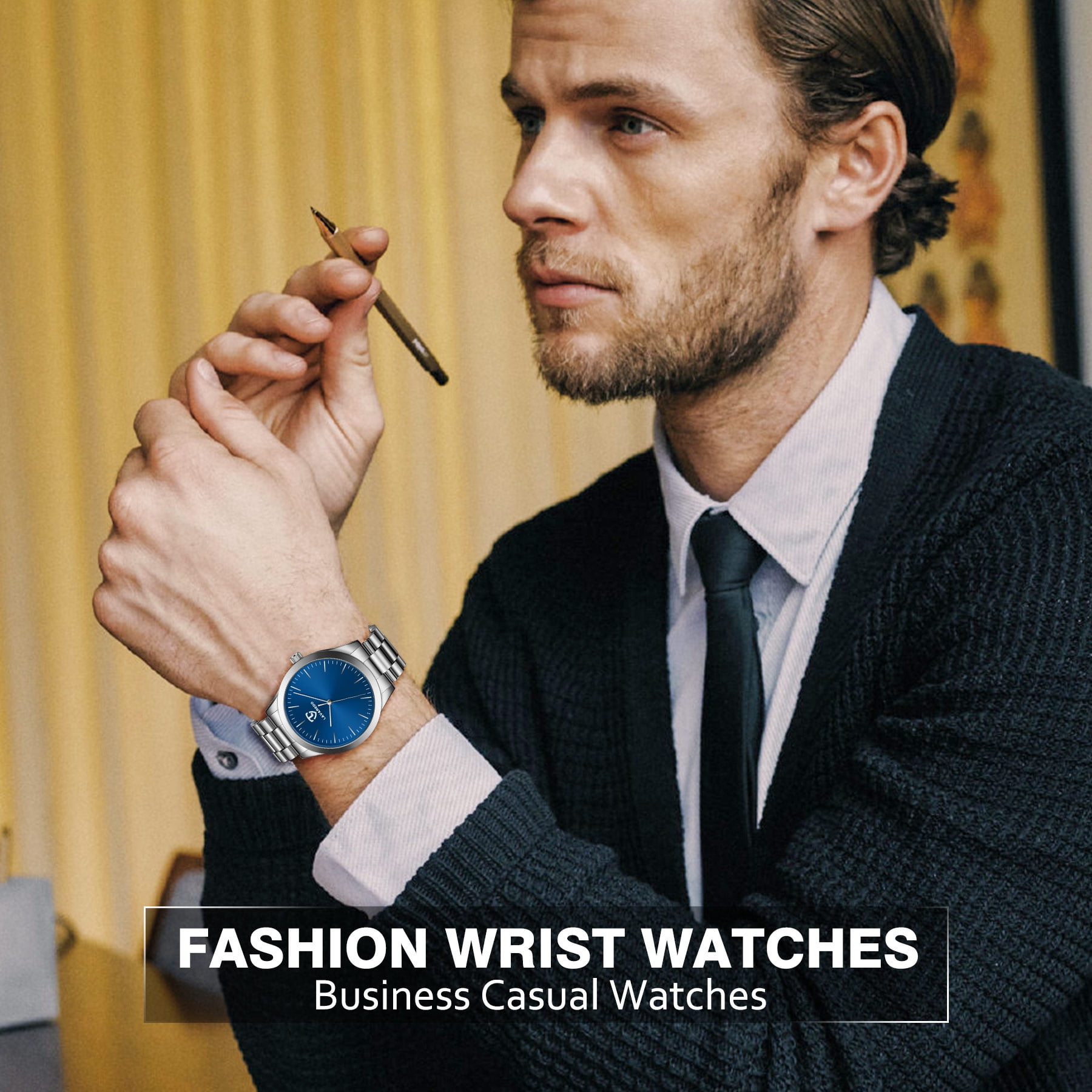 Mens Watch, Minimalist Fashion Watches for Men Waterproof Quartz Watch with Stainless Steel Strap - Gift for Men