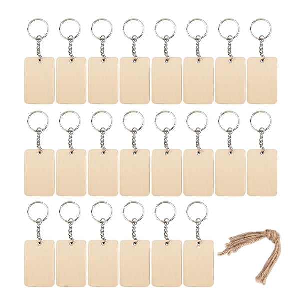 Juego de llaveros de madera en blanco, adornos para llaveros, colgantes sin terminar, hechos a mano. 6cmx4cm