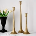 thumbnail image 1 of Denique - Juego de 3 portavelas de hierro cónico, portavelas dorados, soporte decorativo para velas, juego alto de portavelas cónicos para bodas, mesa de comedor, decoración del hogar (dorado), 1 of 8