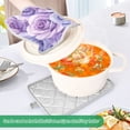 thumbnail image 4 of Two Pieces Of Square Heat Insulation Pad Oven Mitts 7x9.8 Inch Oven Microwave Kitchen Cooking Baking Purple Roses Seamless, 4 of 7