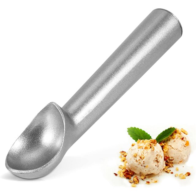 Cuchara para helado 4 cm, cuchara para helado, porcionador de helado, ábaco para helado profesional, cuchara para crema de aluminio antiadherente (plata)