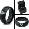 thumbnail image 4 of Tungsten Heart and Key Band Ring 8mm Men Women Comfort Fit Black Dome Polished, 4 of 4