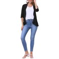 thumbnail image 2 of Cárdigan Casual Abierto de Ropa de Mujer con Volantes de Manga 3/4 de Ojales Chic para el Día de San Valentín S Negro, 2 of 6
