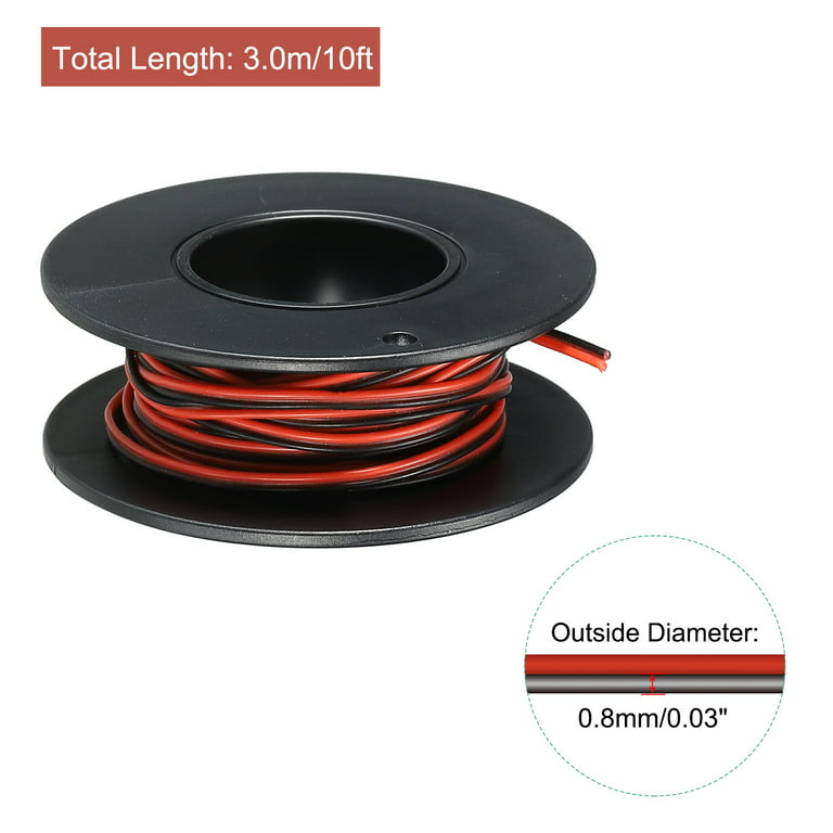 2 Conductor Parallel Silicone Wire 30AWG 30 Gauge Red Black Electrical Wire  Tinned Copper Spool 3.0m/10ft