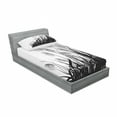 thumbnail image 3 of Black and White Bedding Set with Sheet & Covers, Silhouette of Bushes Wild Plants Wheat Field Twiggy Herbs Seasonal Picture, Printed Bedroom Decor 2 Shams, 4 Sizes, White Black, by Ambesonne, 3 of 3