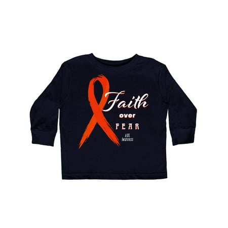 

Inktastic Faith Over Fear AIDS Awareness with Red Ribbon Gift Toddler Boy or Toddler Girl Long Sleeve T-Shirt