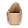 thumbnail image 2 of BLISSFUL STEP Women's Shoes Buckle Strap Pointed Toe Chunky Heel PU Vamp Mule Shoes Khaki 10, 2 of 8