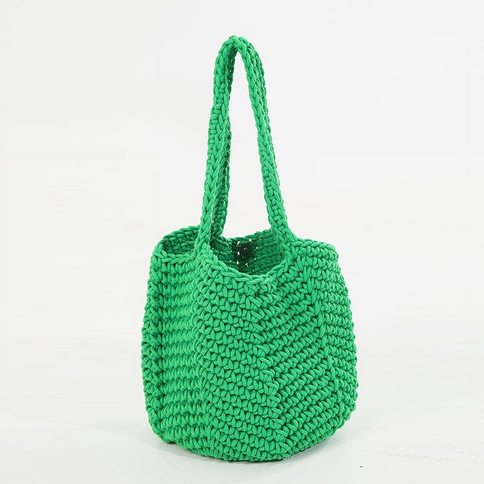 HMSHA Retro Single Shoulder Cotton Thread Woven Bag, New Crochet Woven Handbag, Beach Vacation Beach Bag