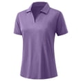thumbnail image 6 of Textilo Women's Polo Shirts Short Sleeve Collared Shirt V Neck Solid Color Blouses Casual Workout Athletic Summer Cute Tops,Purple S, 6 of 7