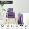 thumbnail image 6 of Covina Home 8 Pcs Bath Towel Set Dark Purple Microfiber Bathroom Towel Set Ultra Soft Plush Oversized Towels Adult Luxury Bath Sheet, 6 of 8