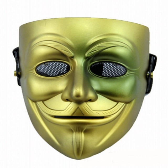 Máscara de cosplay con forma de V Vendettas, de plástico dorado, decoración de Halloween