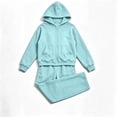 thumbnail image 4 of BXJX Girls Outfit Sets, Spring Fall Zip up Long Sleeve Hoodies and Sweatpants 2 Piece Sets Light Blue Size 7-8 T, 4 of 7