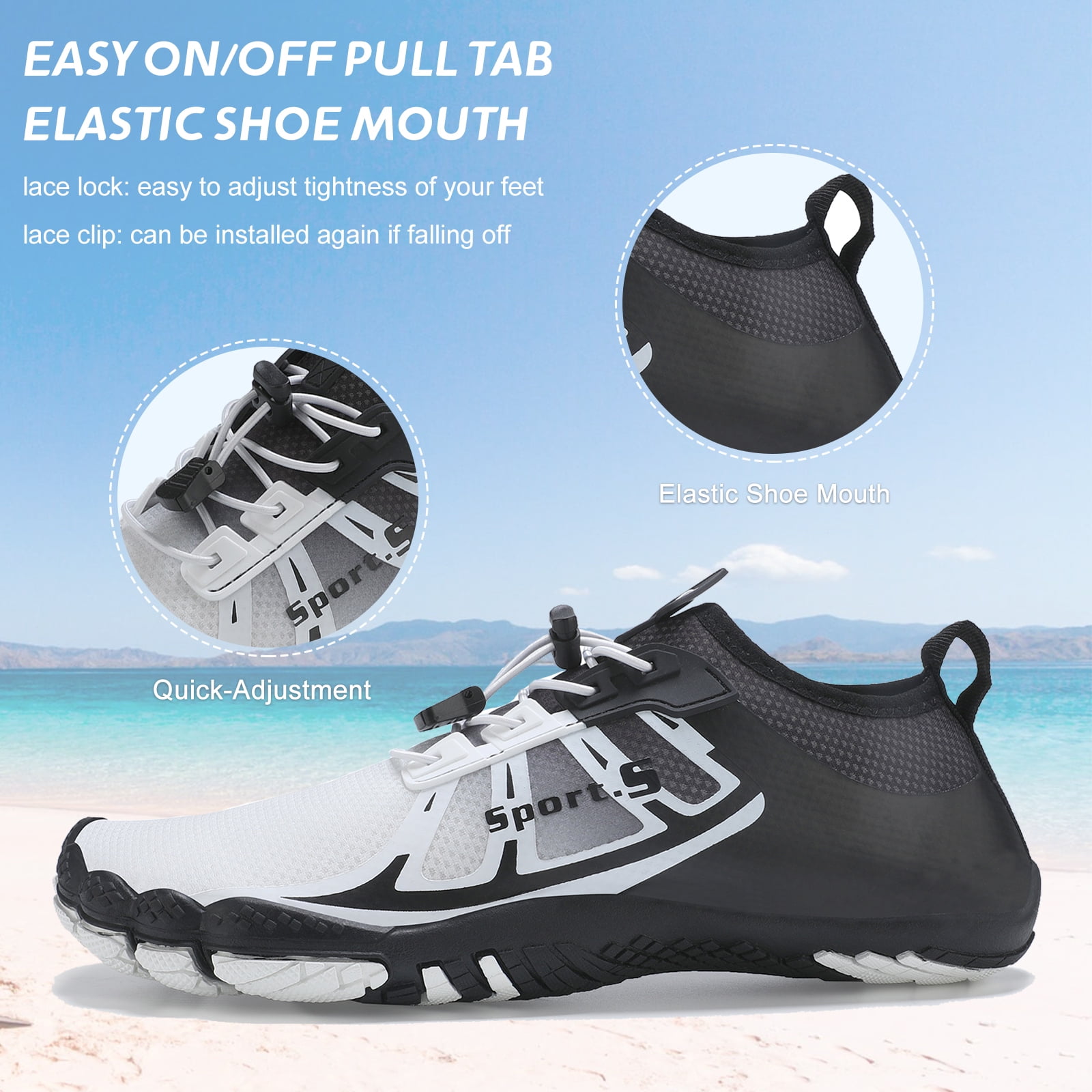OUSIMEN Water Shoes Womens Mens Quick-Dry Non-Slip Soft Barefoot Swimming Shoes Aqua Sports Outdoor Beach Surfing Diving Hiking Yoga Shoes