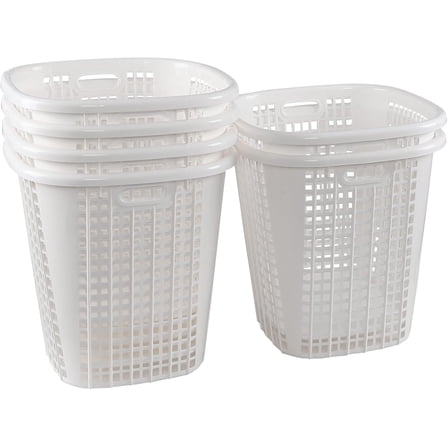 6-Pack 45 L White Laundry Hamper, Plastic Large Storage Basket