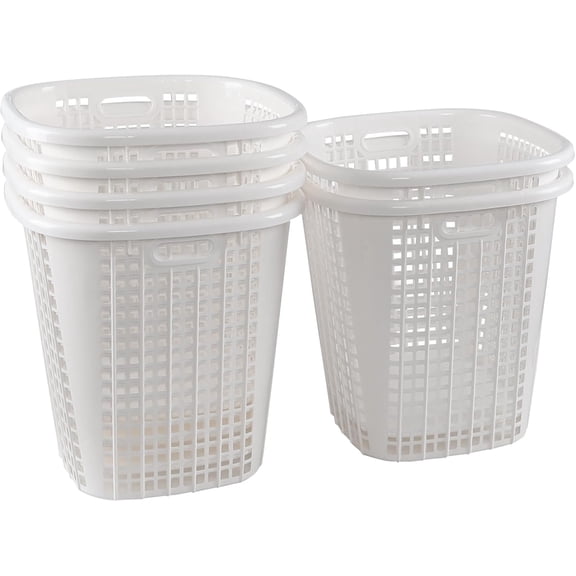 6-Pack 45 L White Laundry Hamper, Plastic Large Storage Basket