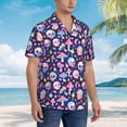 thumbnail image 3 of Pofeuu mushroom colorful Skull star Print Hawaiian Shirt for Men Sleeves Casual Button Down Summer Beach Dress Shirts T-Shirts,Medium, 3 of 7