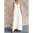 thumbnail image 4 of Women's Sleeveless Pockets Maxi Strappy Neck Flowy Loose Long Sundress Dress for Casual Beach White L, 4 of 7