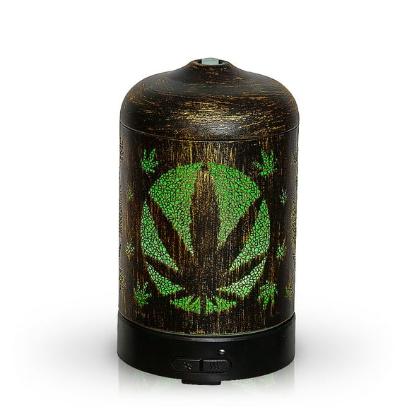Aromar 100 mL Ultrasonic Metal Logo Leaf Design Essential Oil and Scented Oil Diffuser (Bronze)